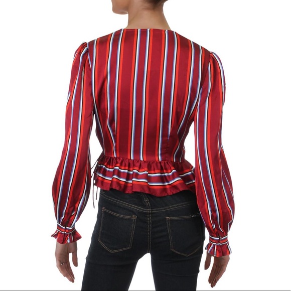 THE FIFTH LABEL Women's Striped Ruffled Wrap Blouse Shirt Top - Picture 5 of 5